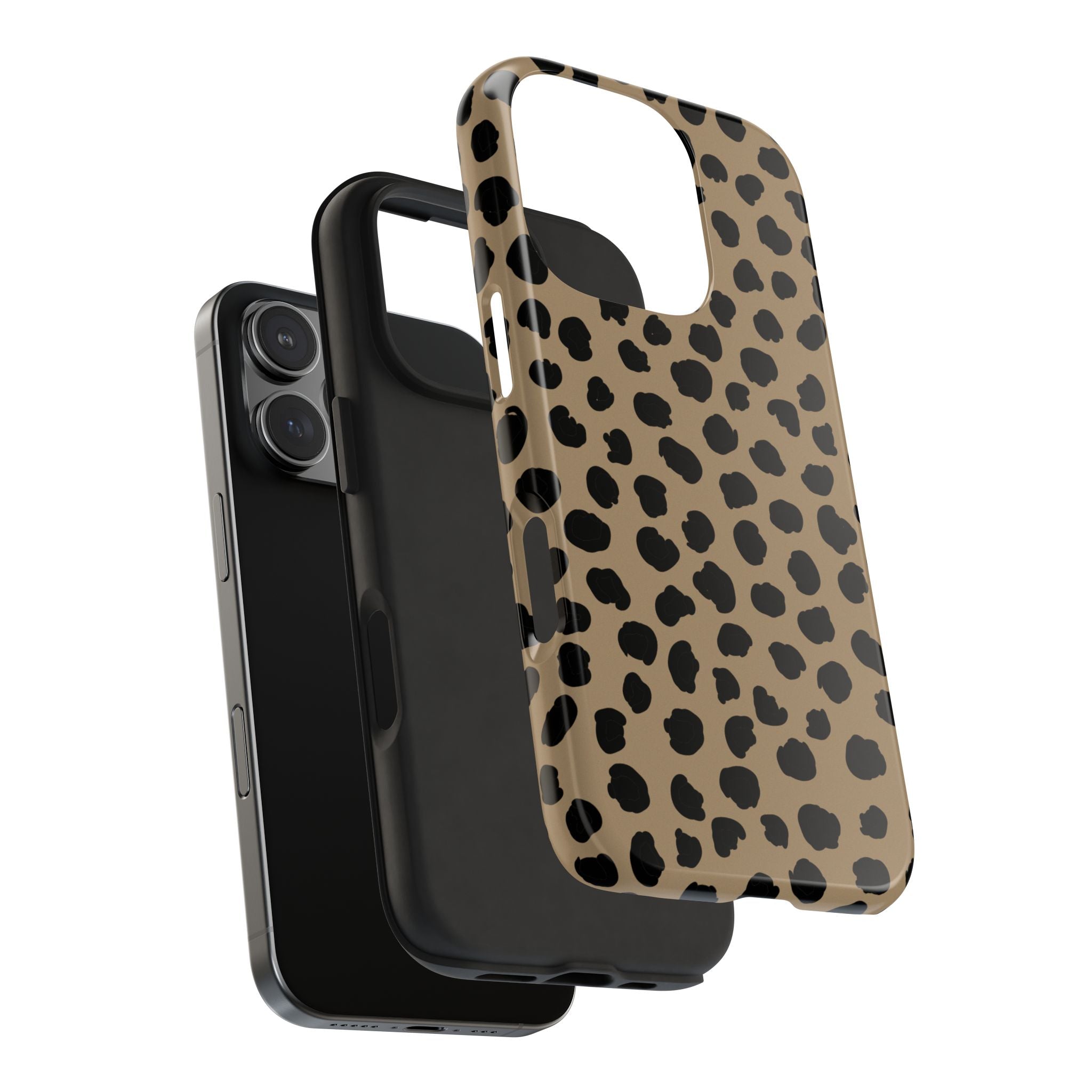 Tough Animal Print  Phone Case – Glossy Black & Tan Animal Print Pattern | Apple + Android