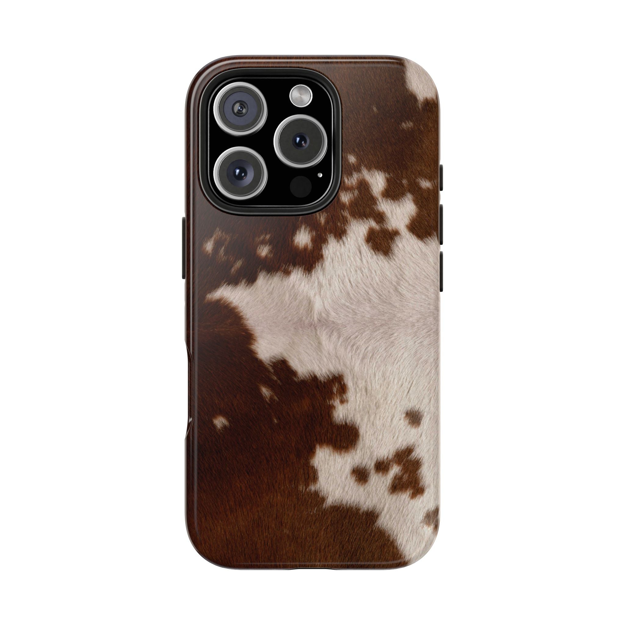 Tough Pony Skin Print Phone Case – Glossy Black & Tan Animal Print Pattern | Apple + Android