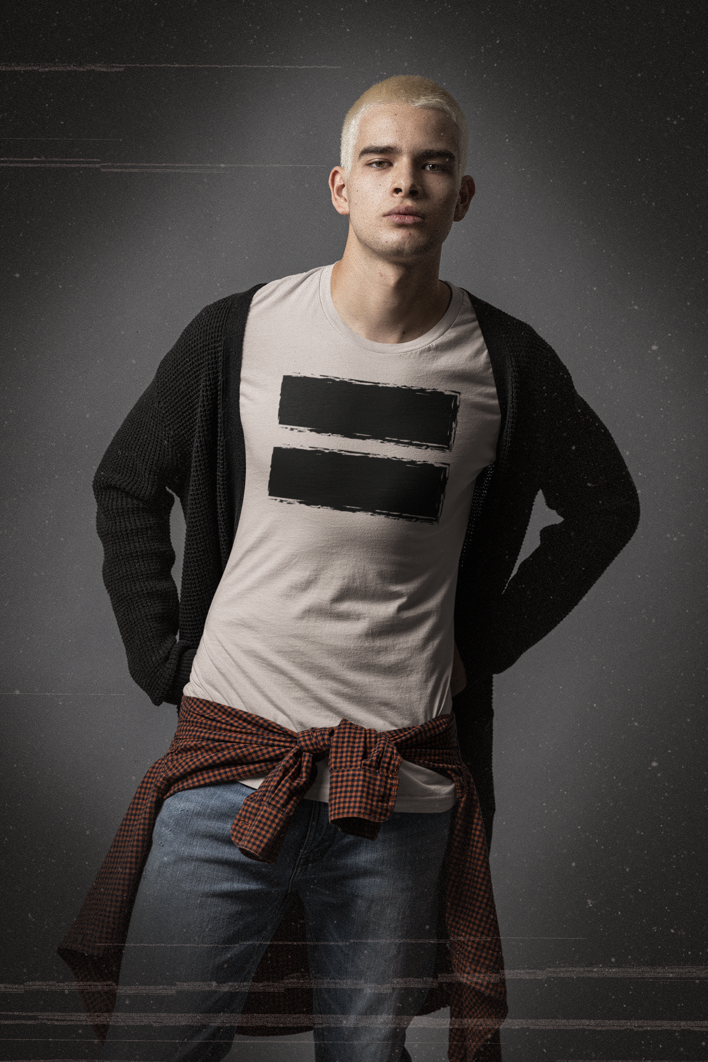 Contemporary Men’s Long Sleeve Graphic Tee – Neutral Streetwear Staple (XS–3XL)