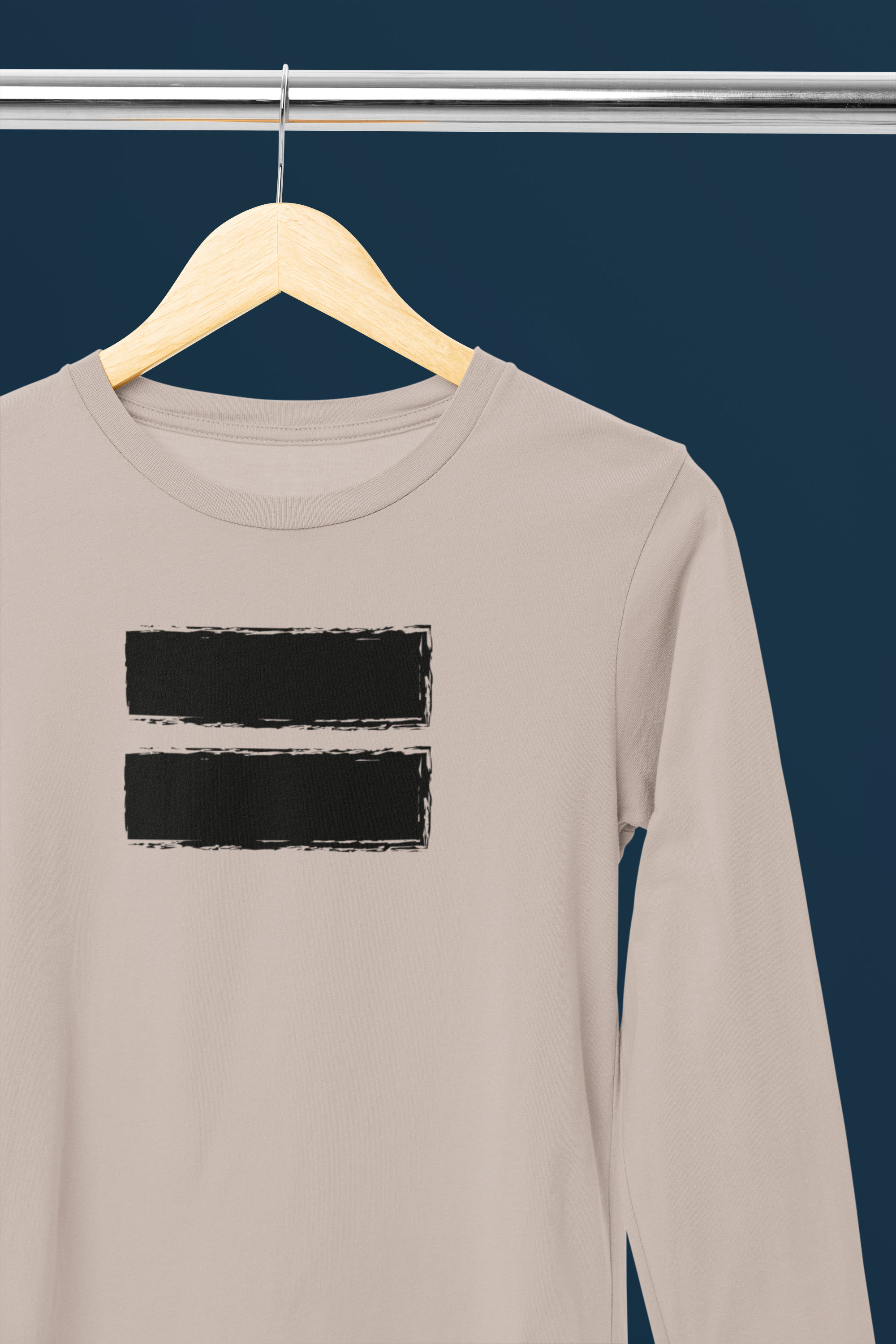 Contemporary Men’s Long Sleeve Graphic Tee – Neutral Streetwear Staple (XS–3XL)