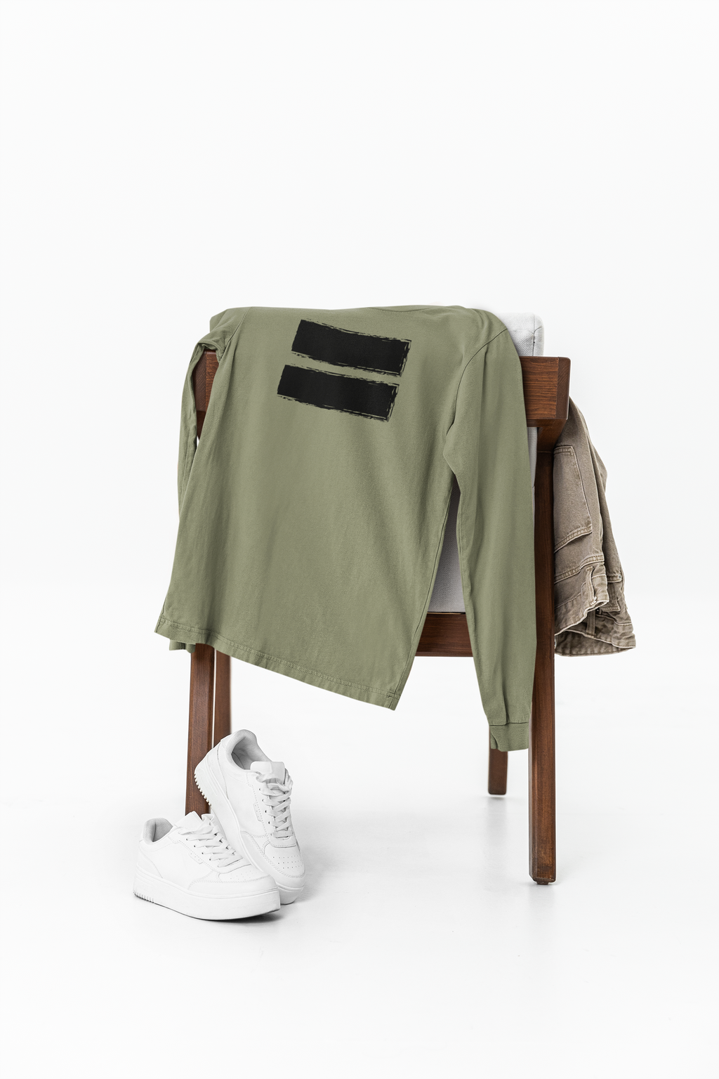 Contemporary Men’s Long Sleeve Graphic Tee – Neutral Streetwear Staple (XS–3XL)