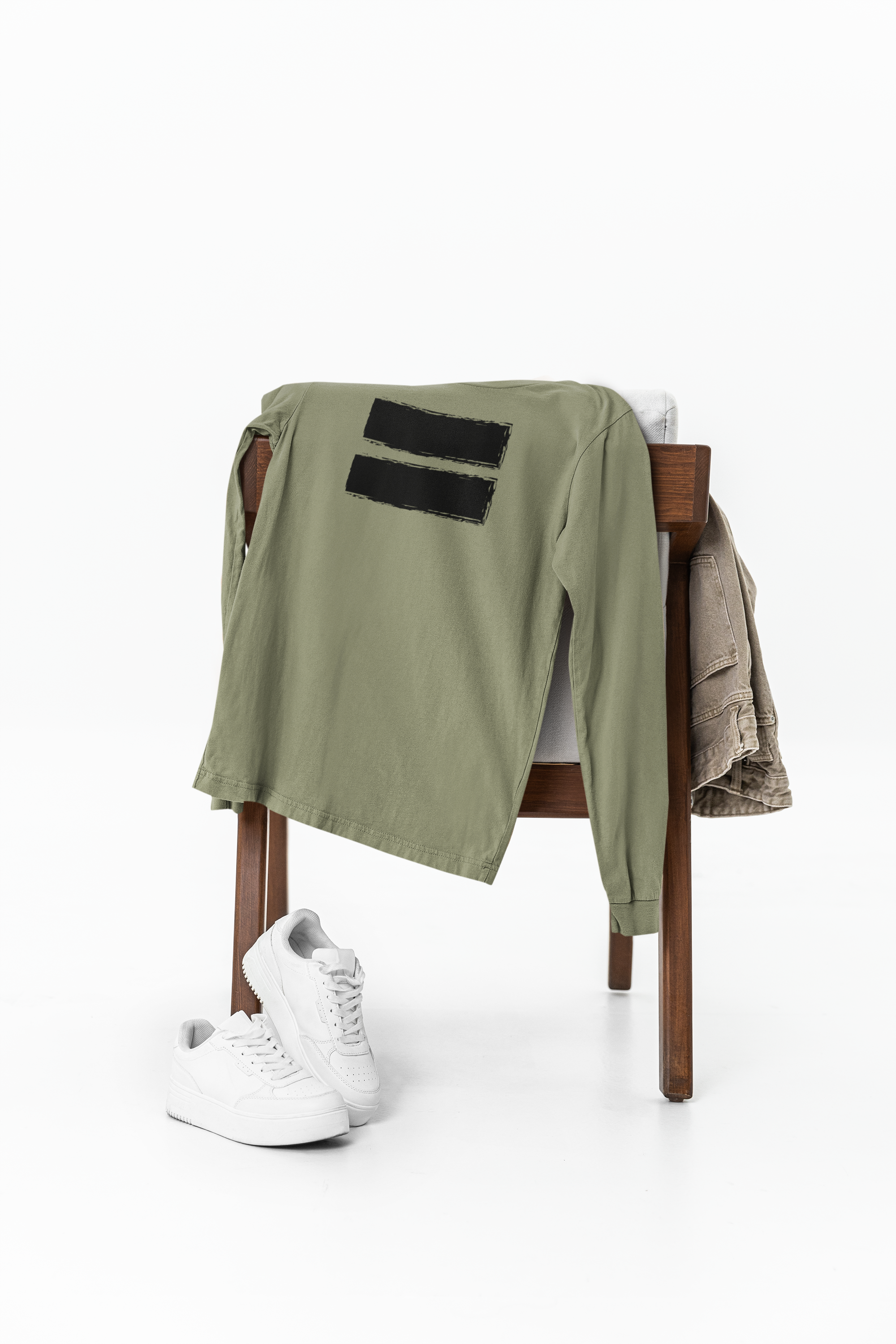 Contemporary Men’s Long Sleeve Graphic Tee – Neutral Streetwear Staple (XS–3XL)
