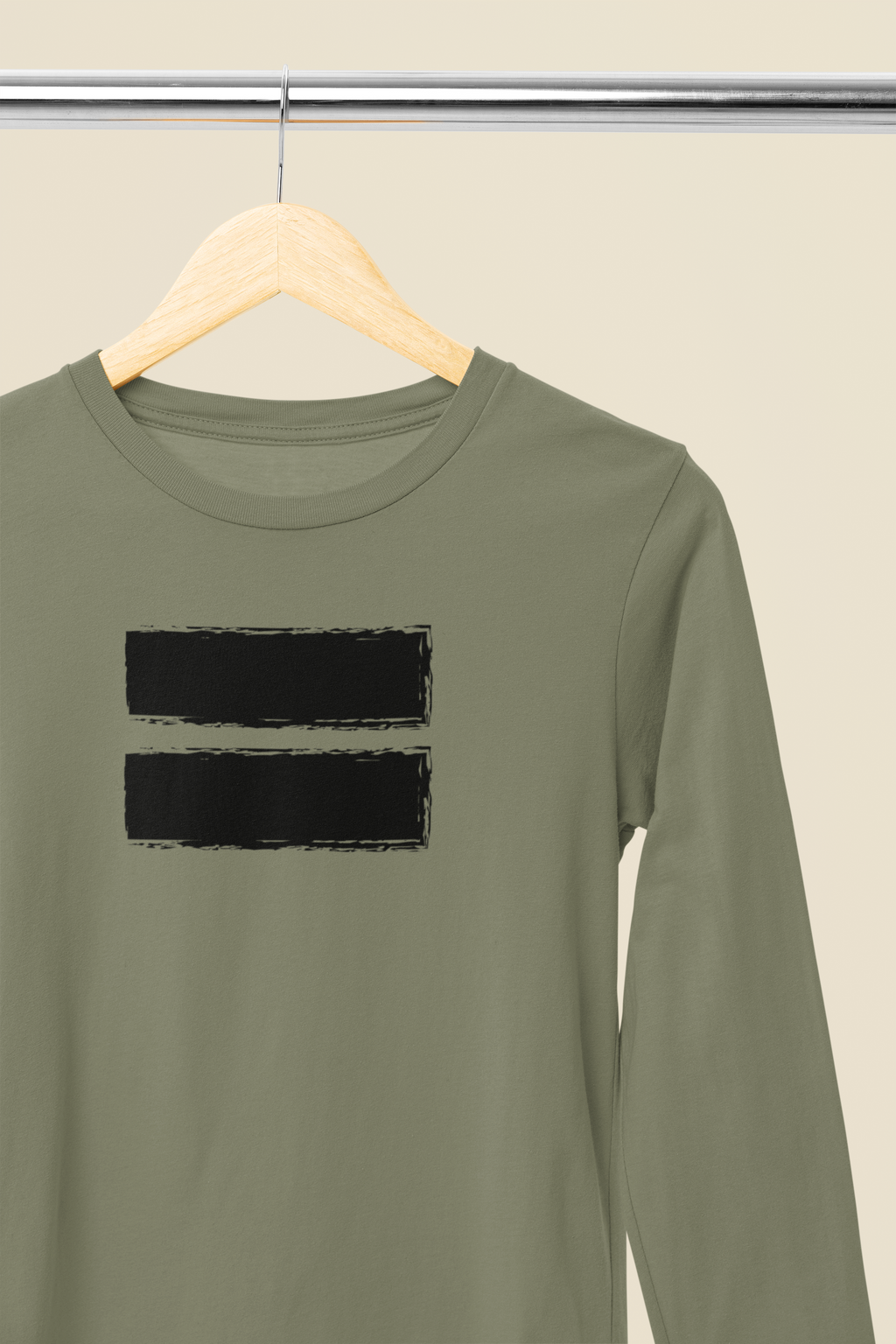 Contemporary Men’s Long Sleeve Graphic Tee – Neutral Streetwear Staple (XS–3XL)