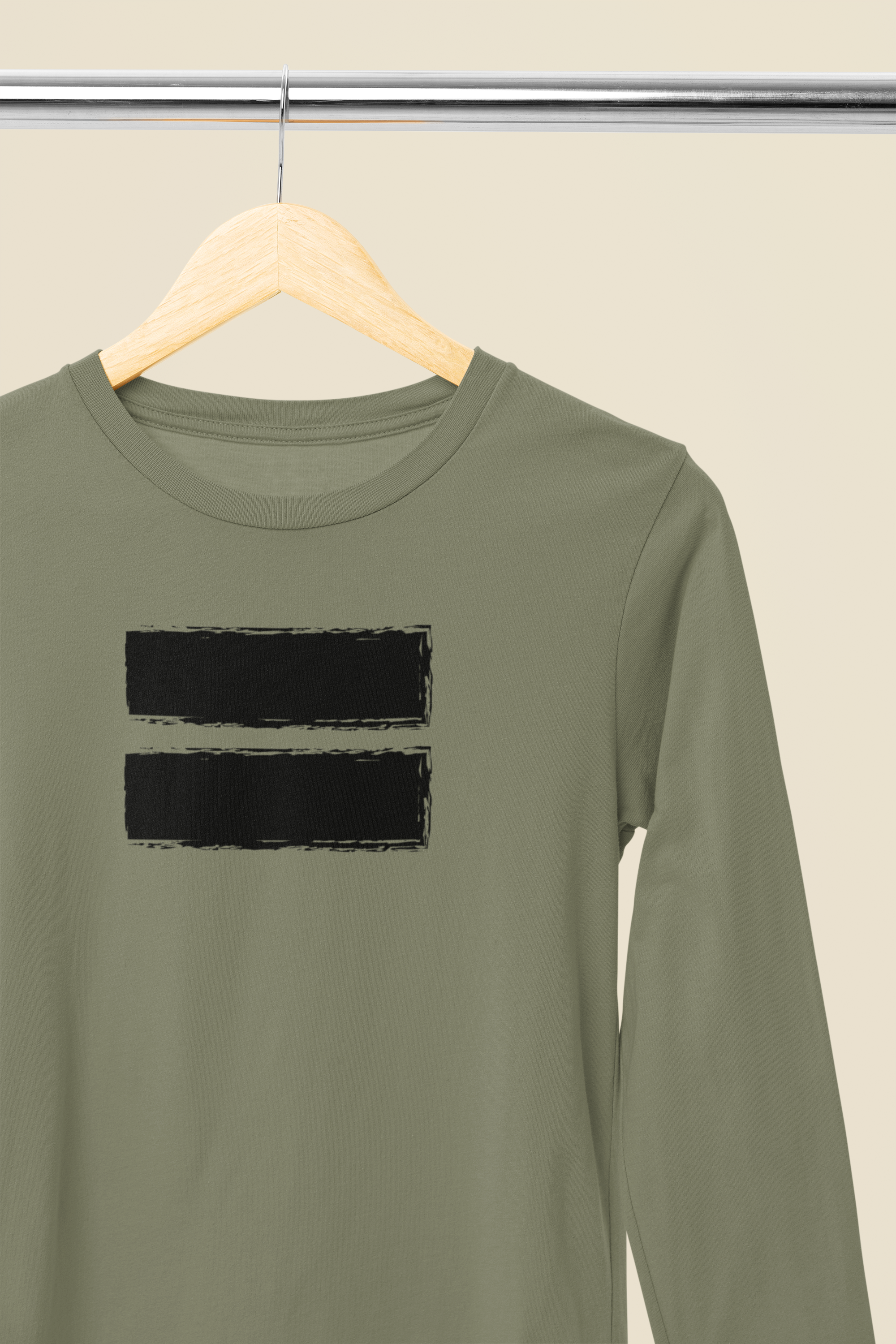 Contemporary Men’s Long Sleeve Graphic Tee – Neutral Streetwear Staple (XS–3XL)