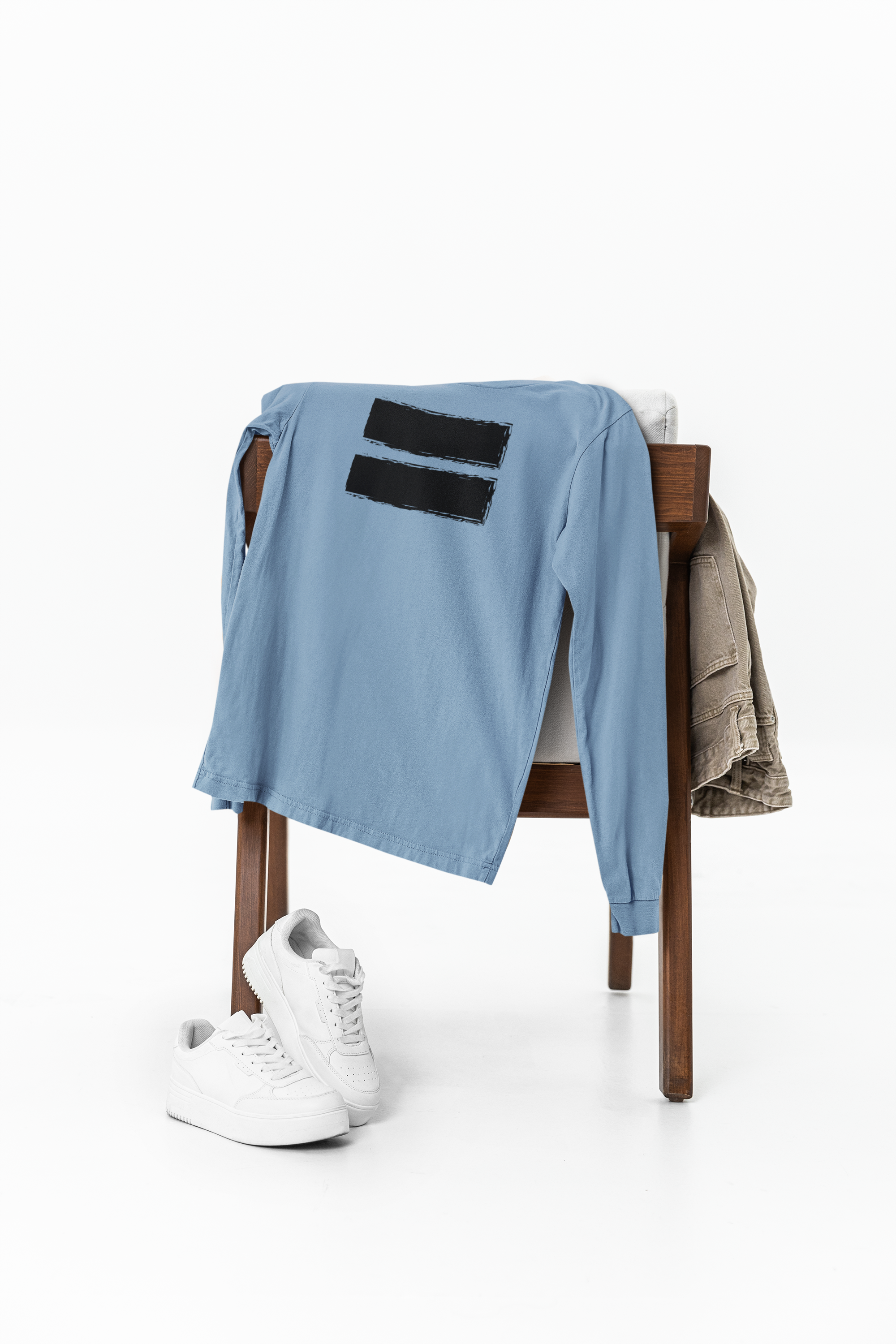 Contemporary Men’s Long Sleeve Graphic Tee – Neutral Streetwear Staple (XS–3XL)