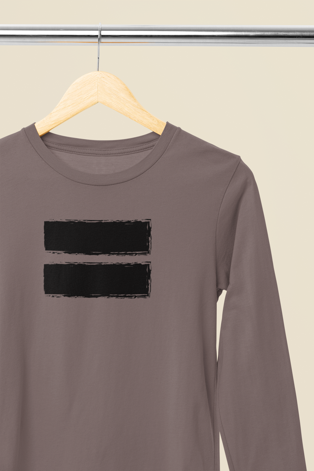 Contemporary Men’s Long Sleeve Graphic Tee – Neutral Streetwear Staple (XS–3XL)