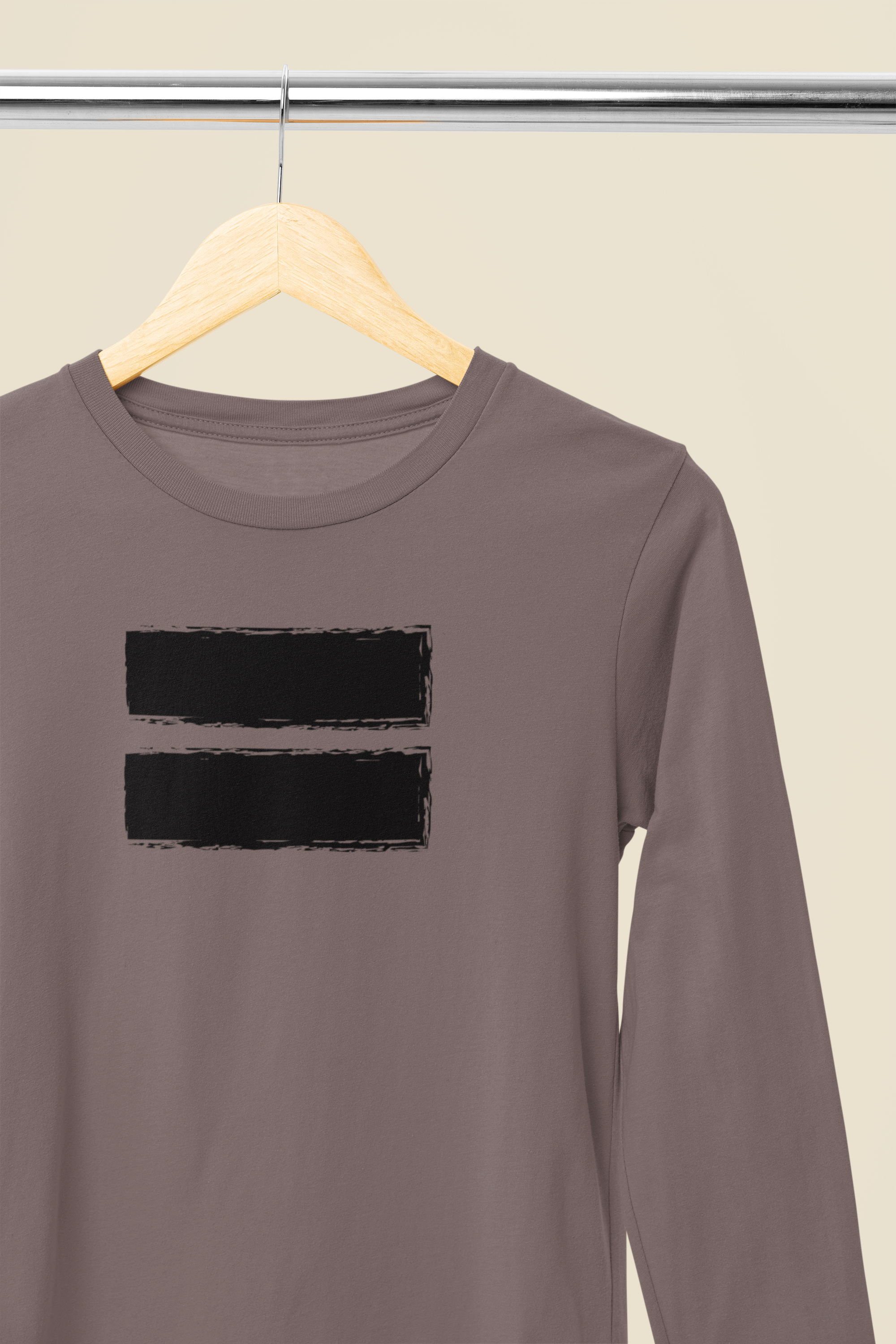 Contemporary Men’s Long Sleeve Graphic Tee – Neutral Streetwear Staple (XS–3XL)
