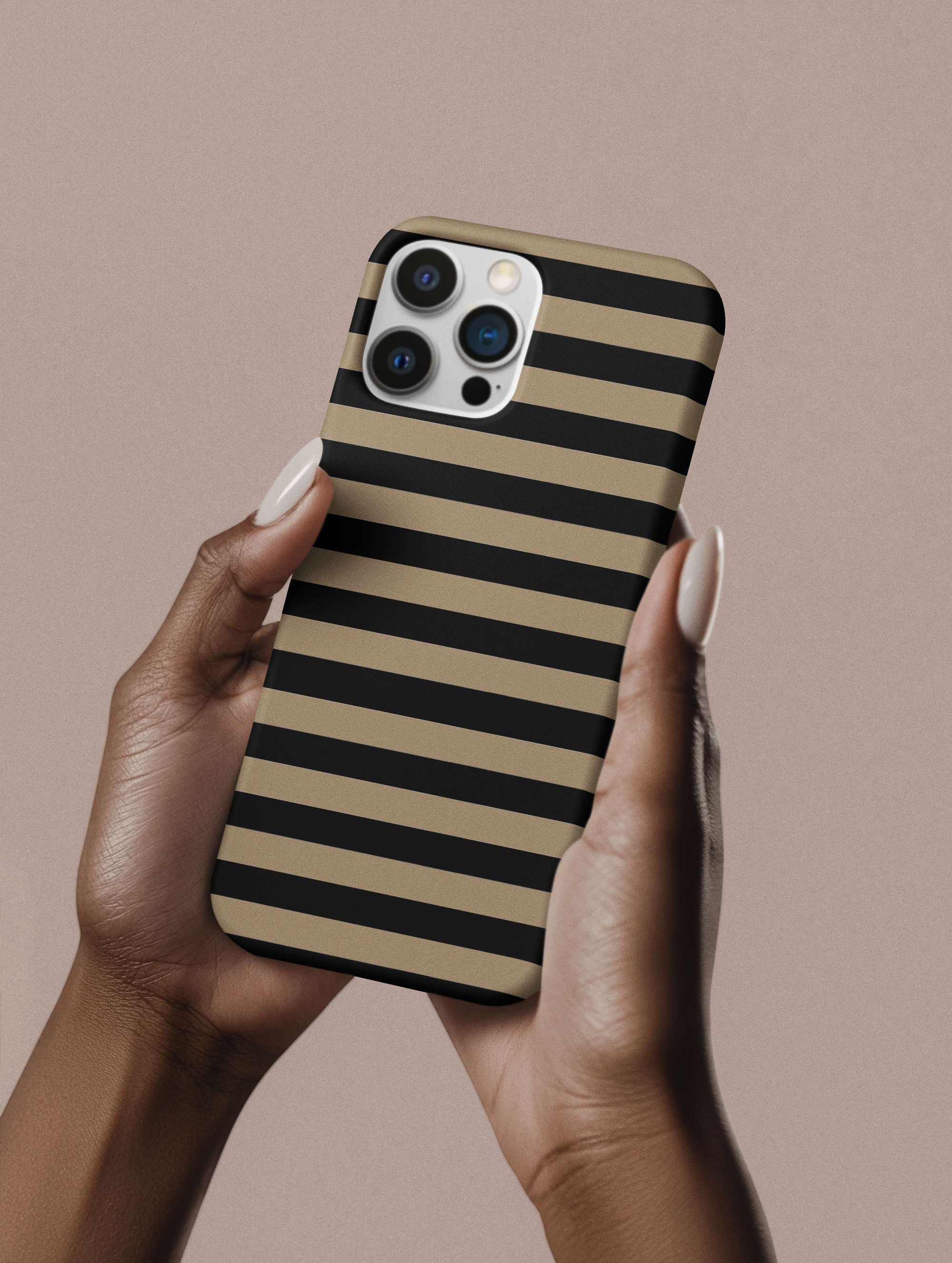 Tough Tan & Black Stripe Phone Case – Glossy Black & Tan Animal Print Pattern | Apple + Android