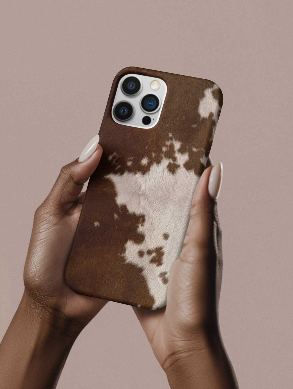Tough Pony Skin Print Phone Case – Glossy Black & Tan Animal Print Pattern | Apple + Android