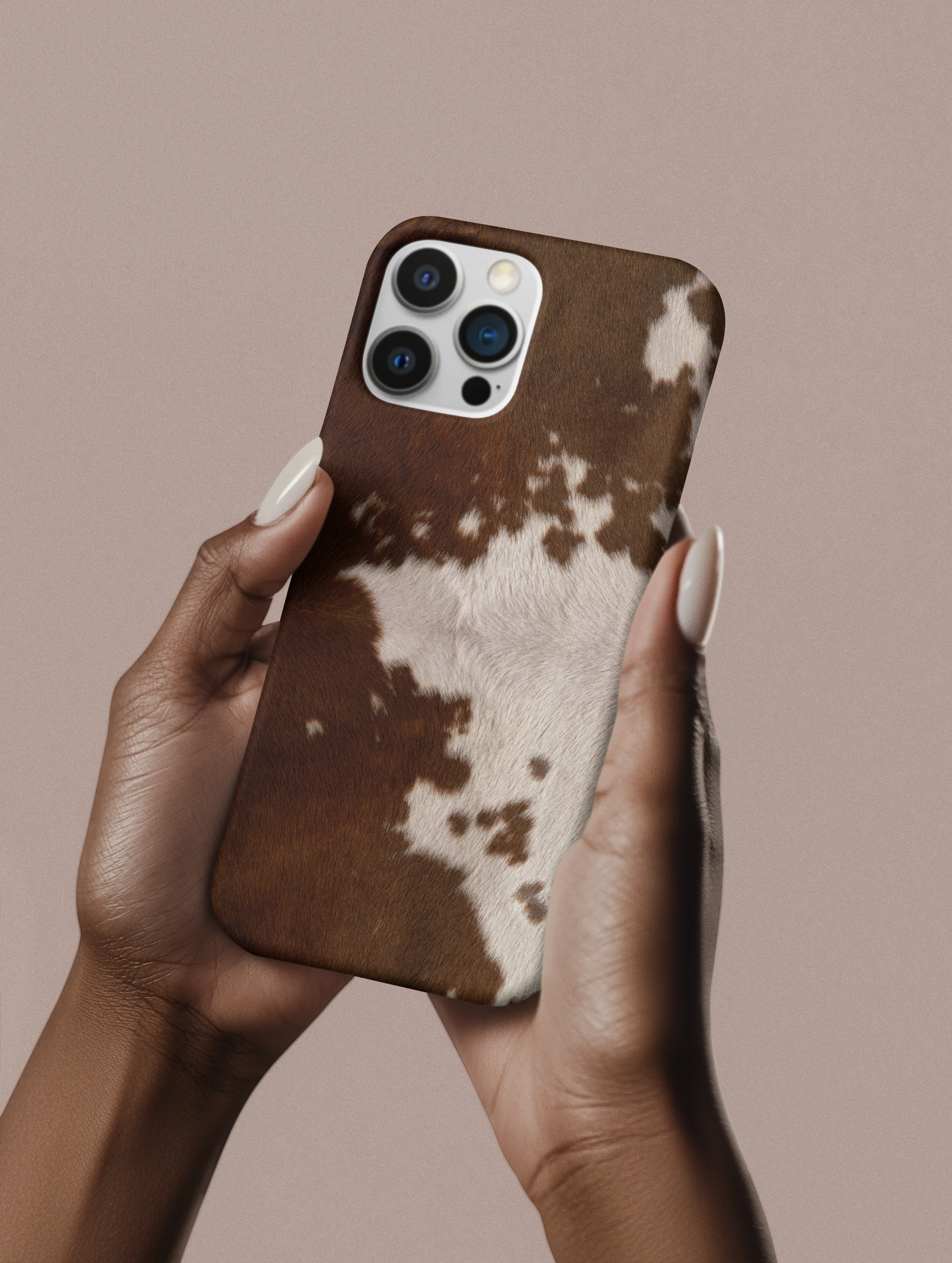 Tough Pony Skin Print Phone Case – Glossy Black & Tan Animal Print Pattern | Apple + Android