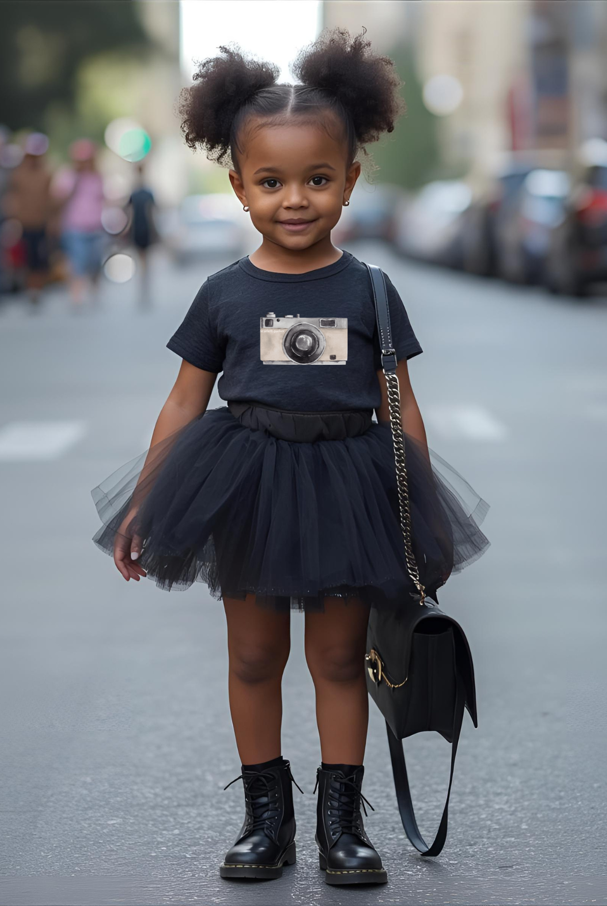 Toddler Short Sleeve Tee - Scarlett Parker Mini Streetwear Essential - Retro Camera Print