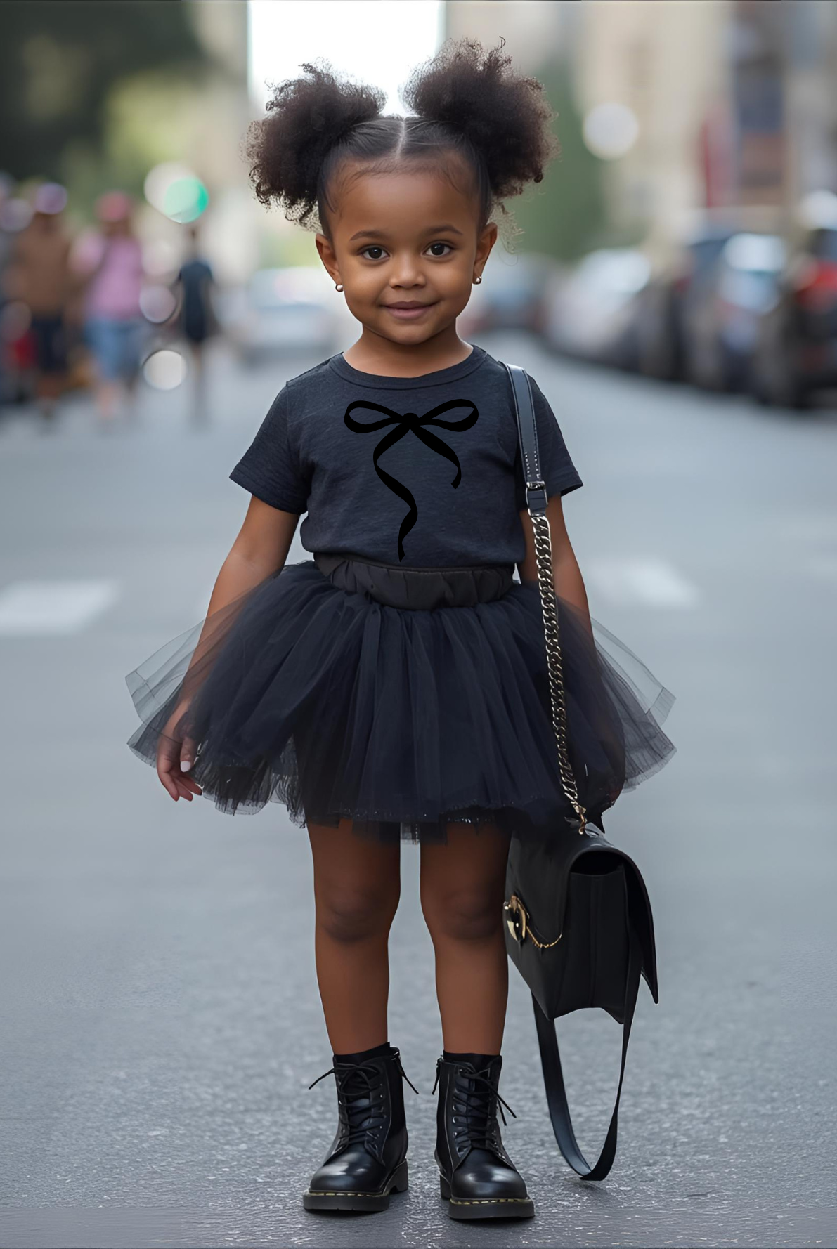 Toddler Short Sleeve Tee - Scarlett Parker Mini Streetwear Essential - Black Bow Print