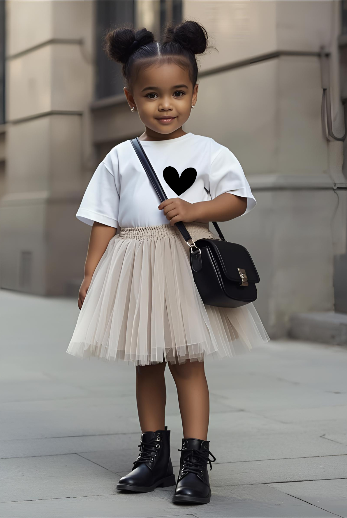 Toddler Short Sleeve Tee - Scarlett Parker Mini Streetwear Essential - Black Heart Print