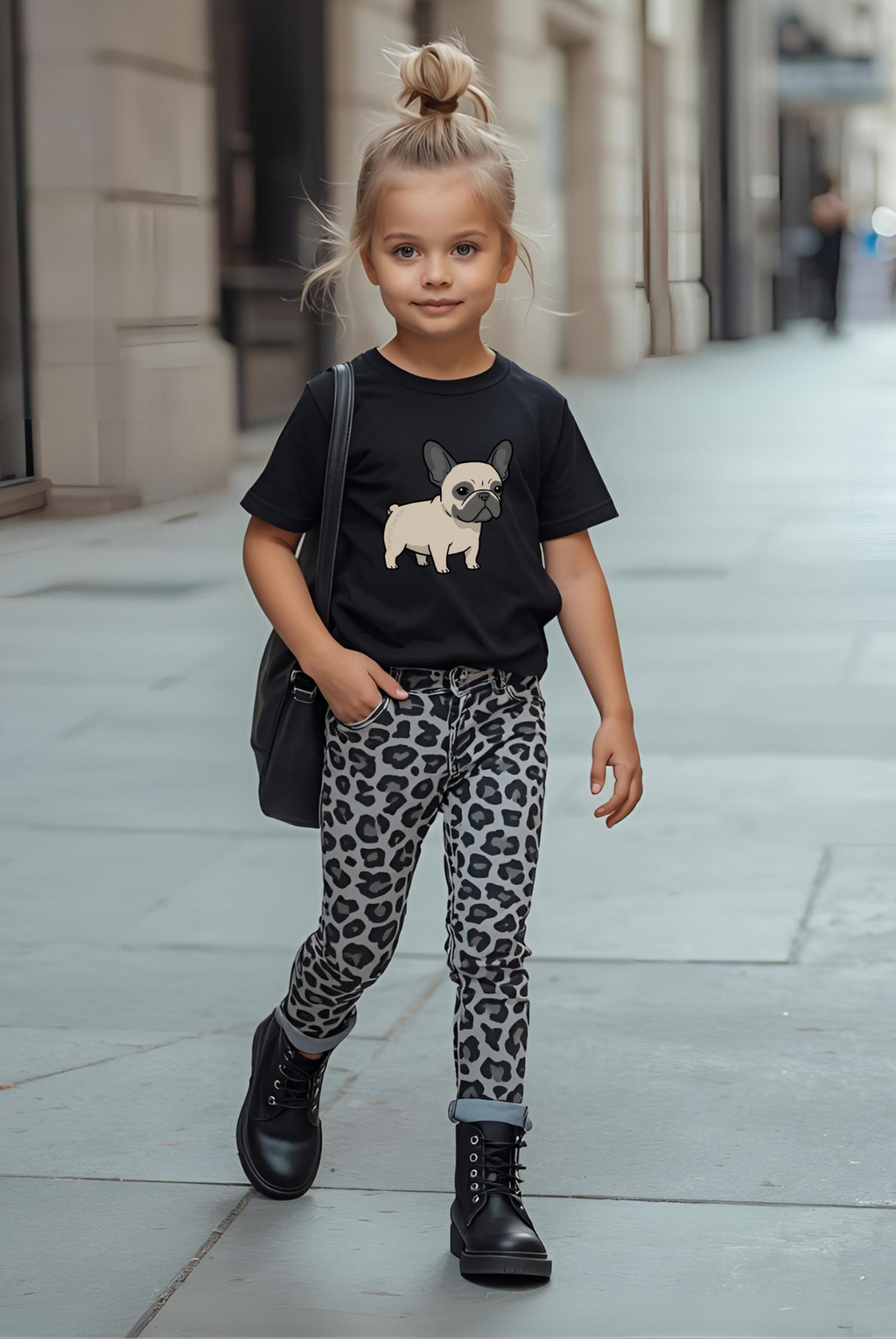 Toddler Short Sleeve Tee - Scarlett Parker Mini Streetwear Essential - French Bulldog Puppy Print