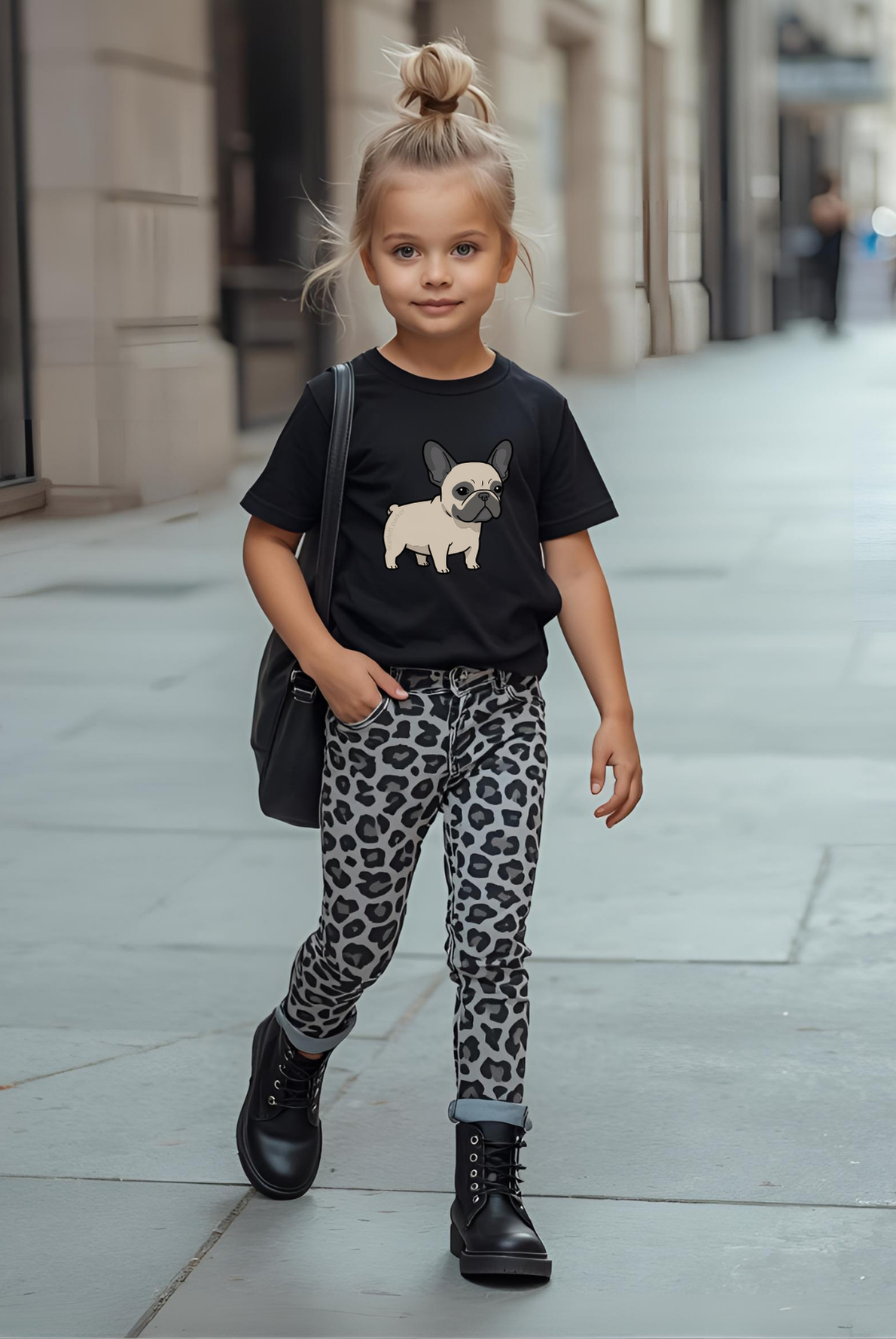 Toddler Short Sleeve Tee - Scarlett Parker Mini Streetwear Essential - French Bulldog Puppy Print