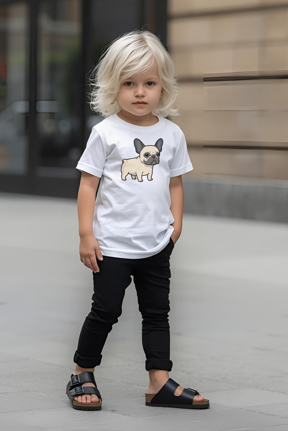 Toddler Short Sleeve Tee - Scarlett Parker Mini Streetwear Essential - French Bulldog Puppy Print