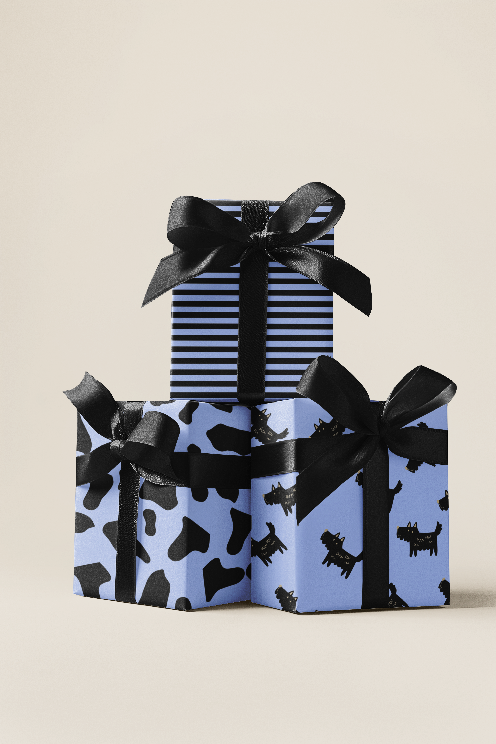 Modern Kids Luxe Gift Wrap Set - Denim + Black Contemporary Striped Wrapping Paper | Scarlett Parker Co.
