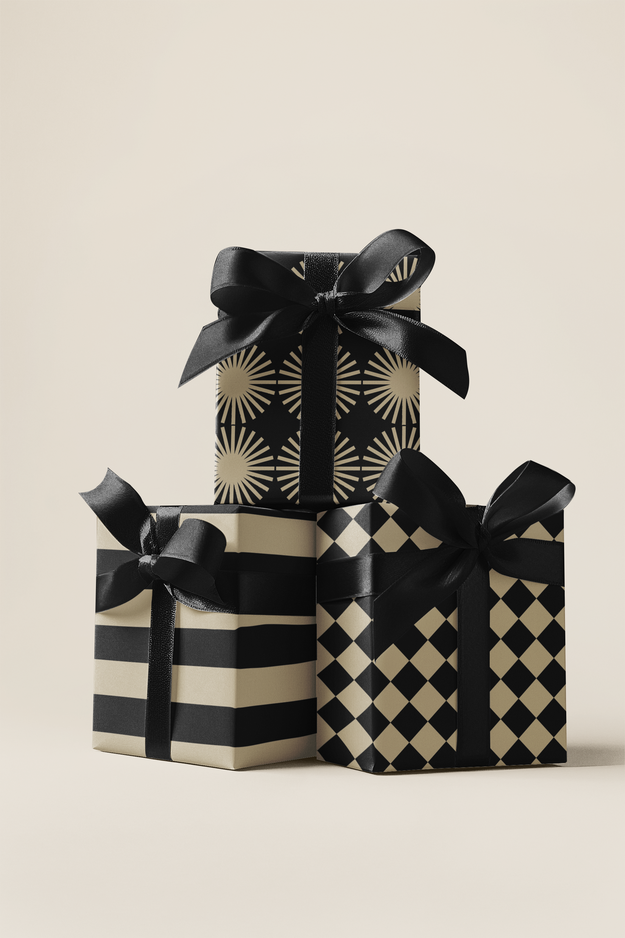 Modern Luxe Gift Wrap Set - Taupe + Black Contemporary Design Wrapping Paper | Scarlett Parker Co.