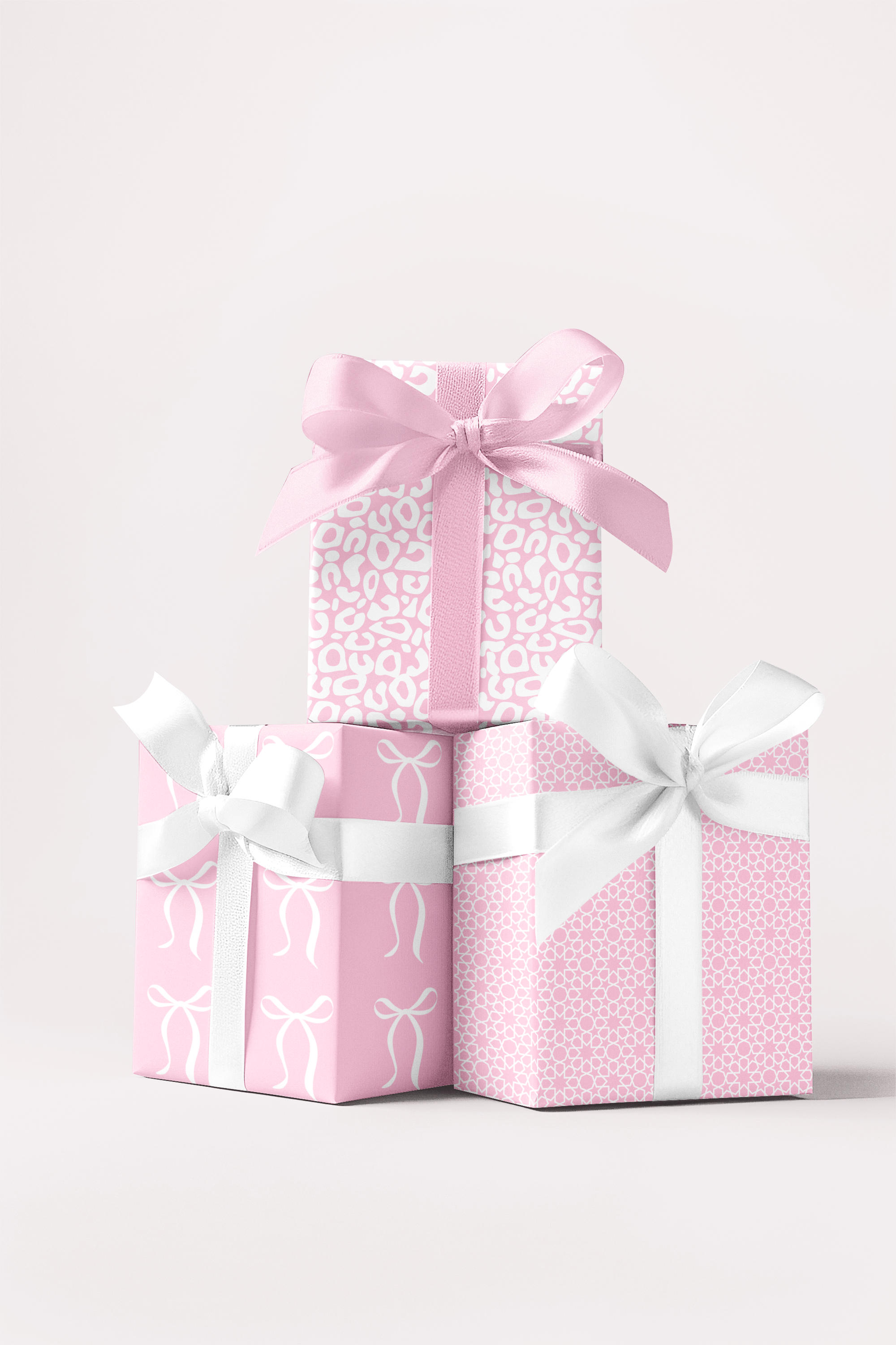 Modern Kids Luxe Gift Wrap Set - Powder Pink + White Contemporary Wrapping Paper | Scarlett Parker Co.