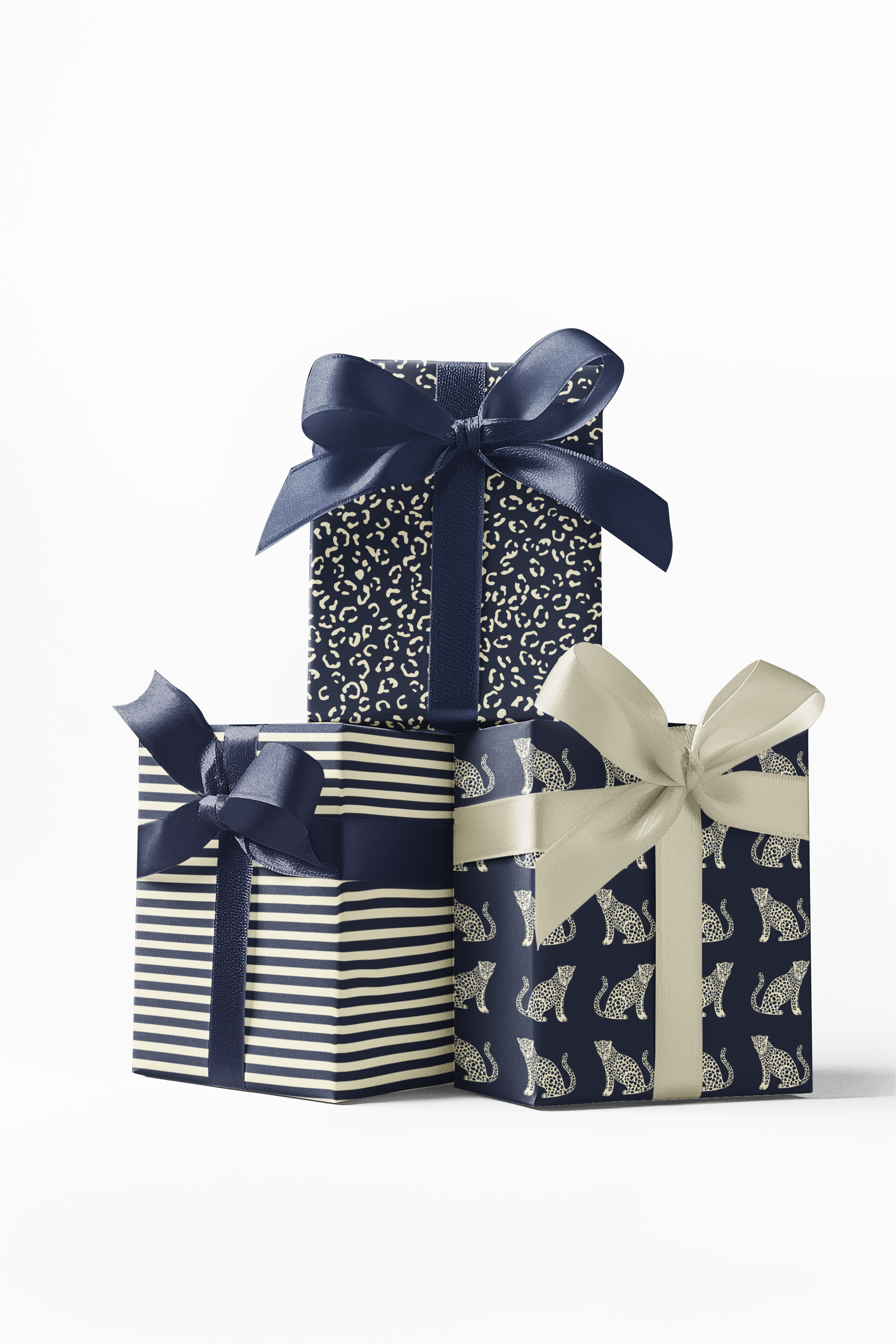 Luxe Gift Wrap Set - Navy + Cream Contemporary Wrapping Paper | Scarlett Parker Co.