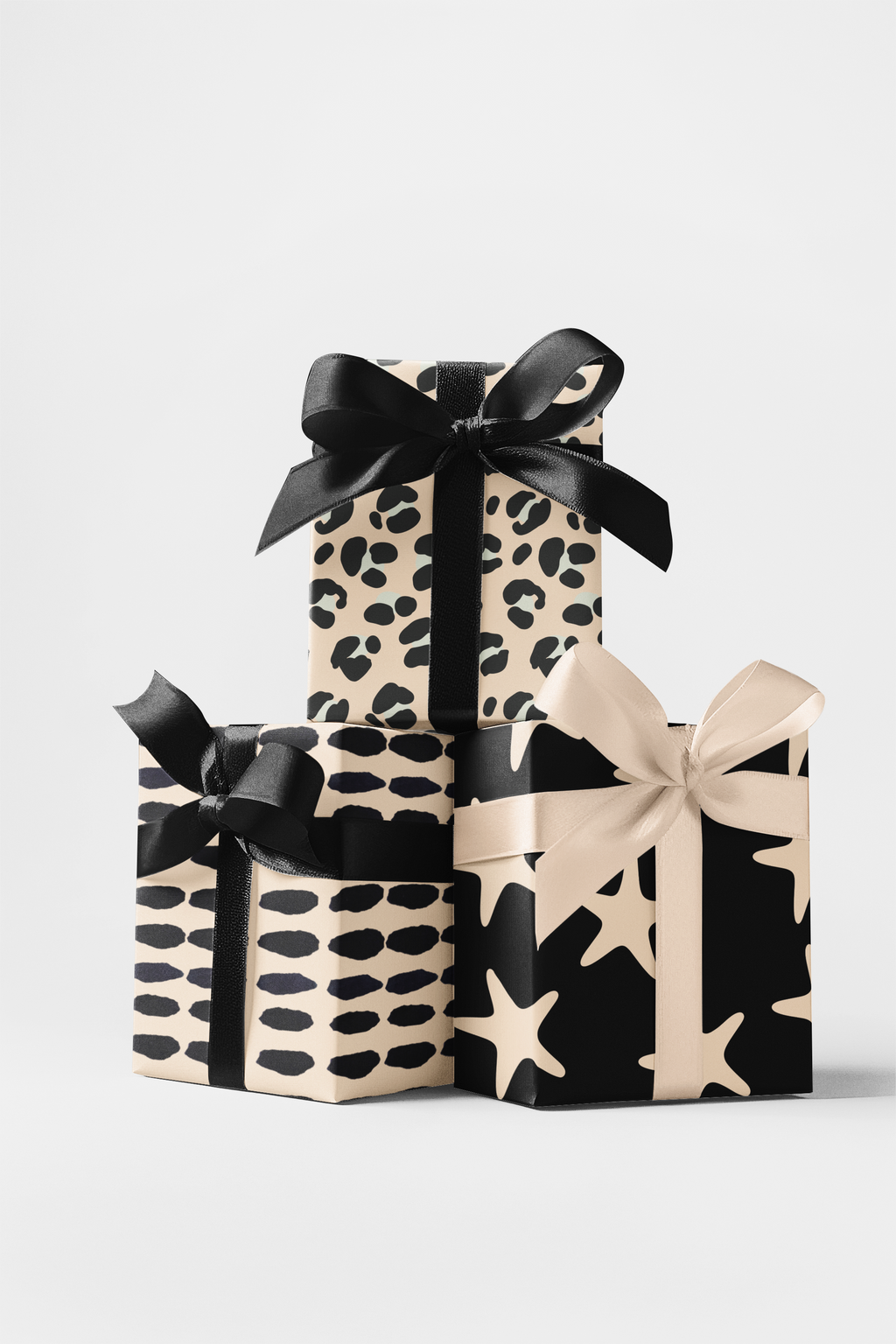 Luxe Gift Wrap Set - Black + Cream Contemporary Wrapping Paper | Scarlett Parker Co.