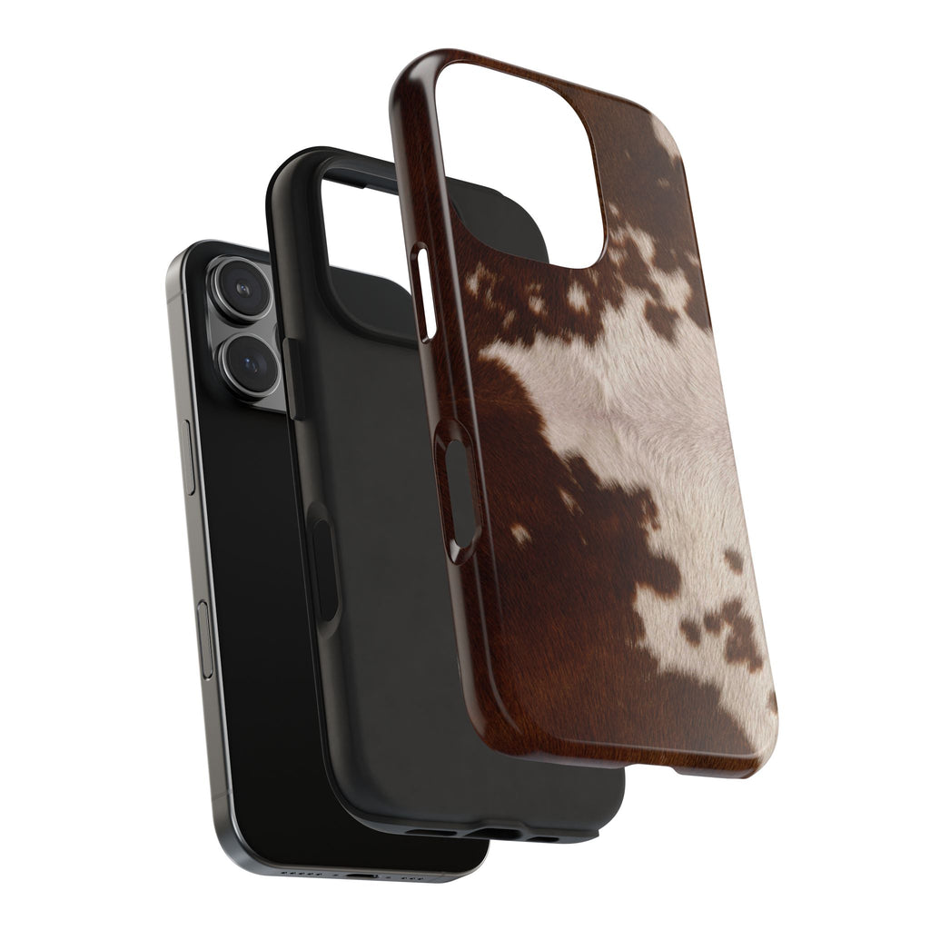 Tough Pony Skin Print Phone Case – Glossy Black & Tan Animal Print Pattern | Apple + Android