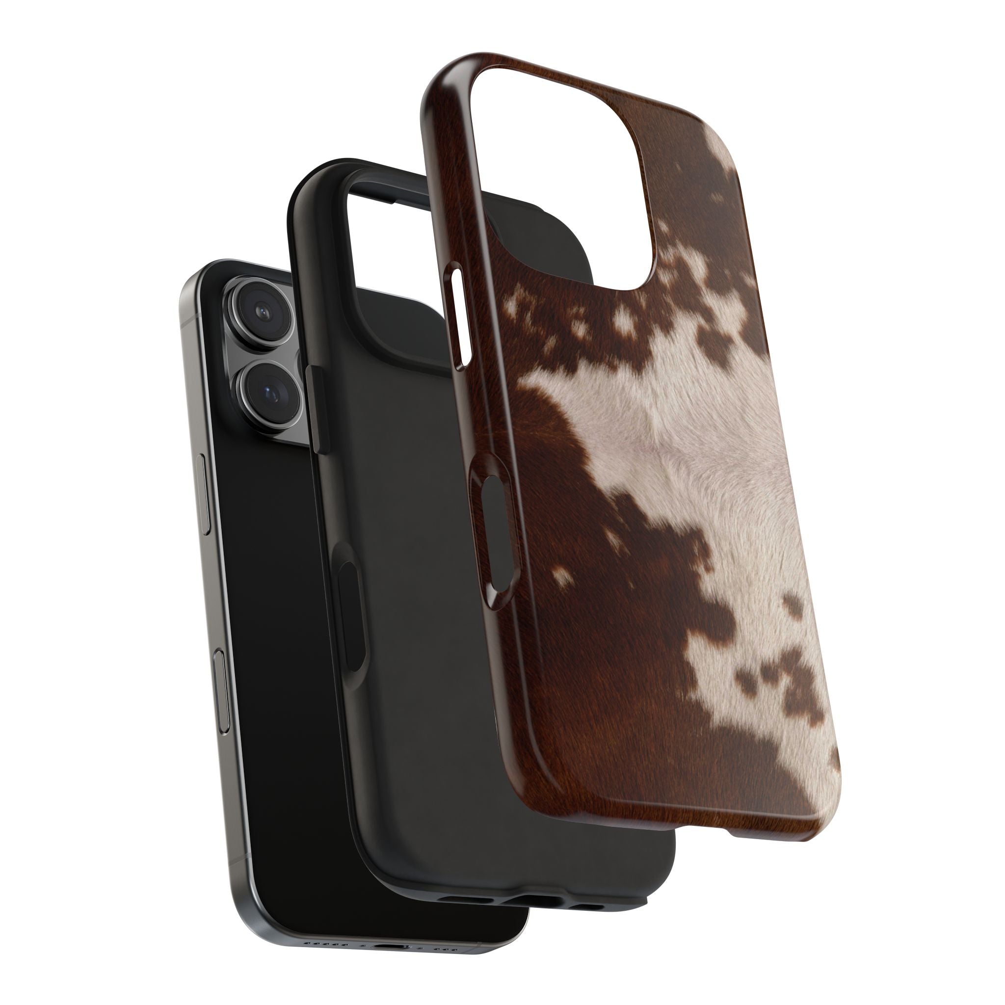 Tough Pony Skin Print Phone Case – Glossy Black & Tan Animal Print Pattern | Apple + Android