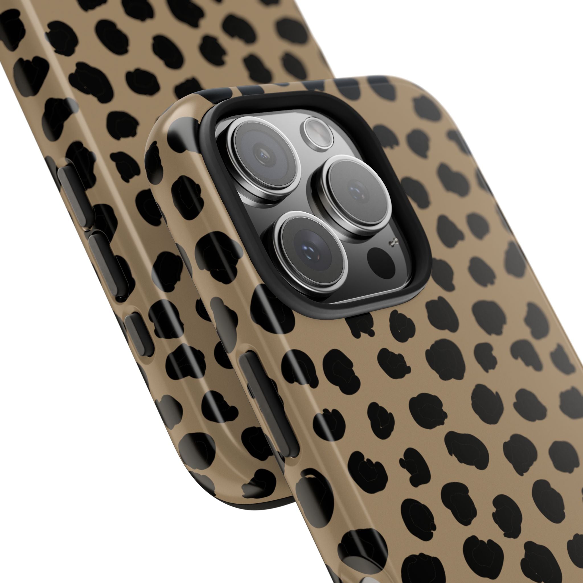 Tough Animal Print  Phone Case – Glossy Black & Tan Animal Print Pattern | Apple + Android