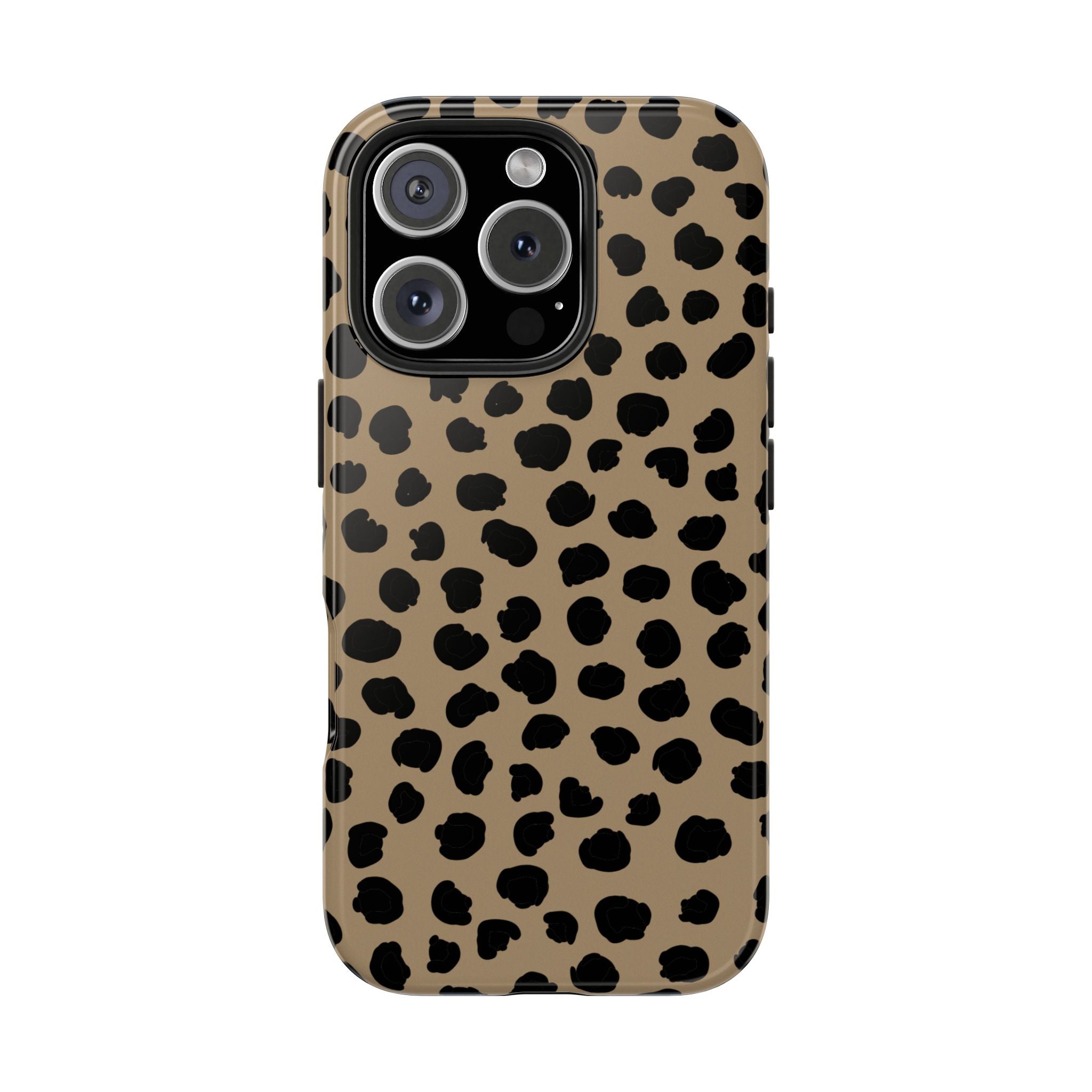 Tough Animal Print  Phone Case – Glossy Black & Tan Animal Print Pattern | Apple + Android